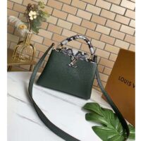 Louis Vuitton LV Women Capucines Mini Handbag Green Taurillon Leather Python Skin