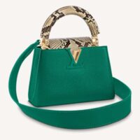 Louis Vuitton LV Women Capucines Mini Handbag Green Taurillon Leather Python Skin