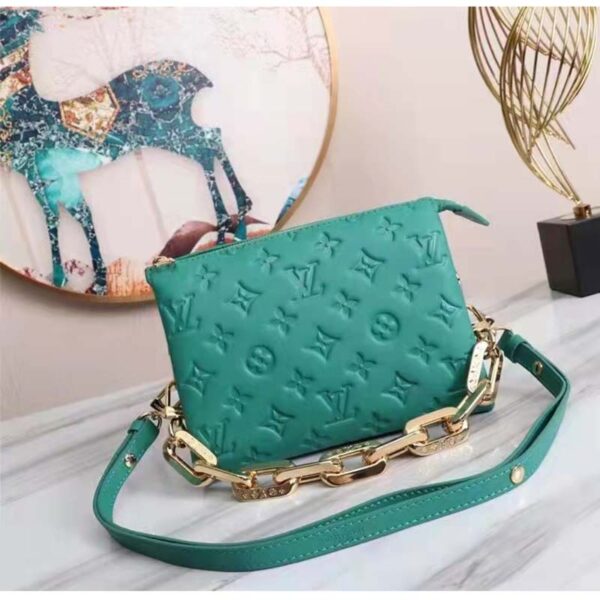 Louis Vuitton LV Women Coussin BB Handbag Emerald Monogram Embossed Puffy Lambskin (11)
