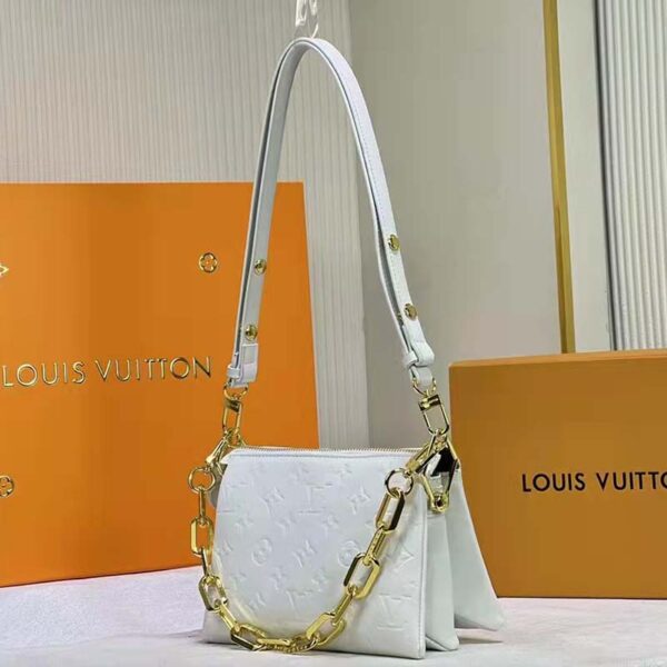 Louis Vuitton LV Women Coussin PM Cream Monogram-Embossed Puffy Lambskin Calfskin (1)