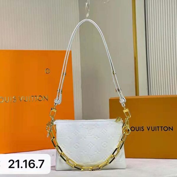 Louis Vuitton LV Women Coussin PM Cream Monogram-Embossed Puffy Lambskin Calfskin (10)