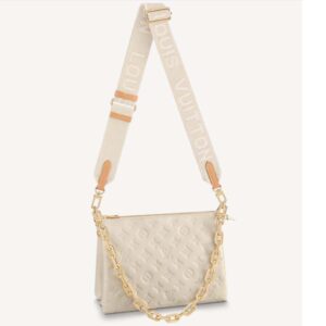 Louis Vuitton LV Women Coussin PM Cream Monogram-Embossed Puffy Lambskin Calfskin