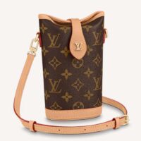 Louis Vuitton LV Women Fold Me Pouch Brown Monogram Canvas Cowhide Leather