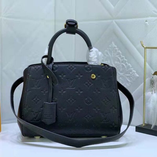 Louis Vuitton LV Women Montaigne MM Handbag Monogram Empreinte Black (6)