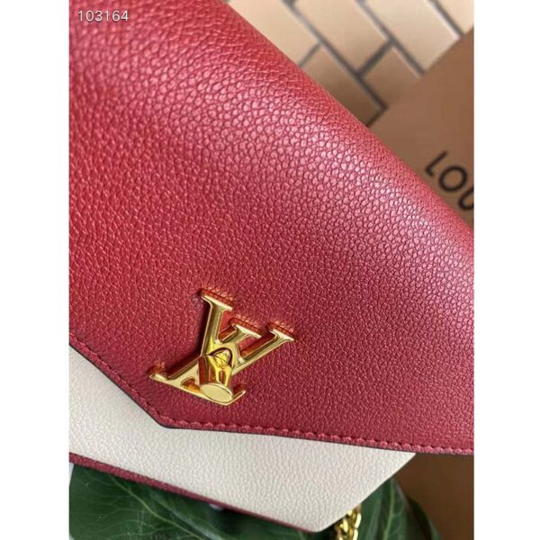 Louis Vuitton LV Women Mylockme Chain Pochette Red Soft Grained Calfskin (7)