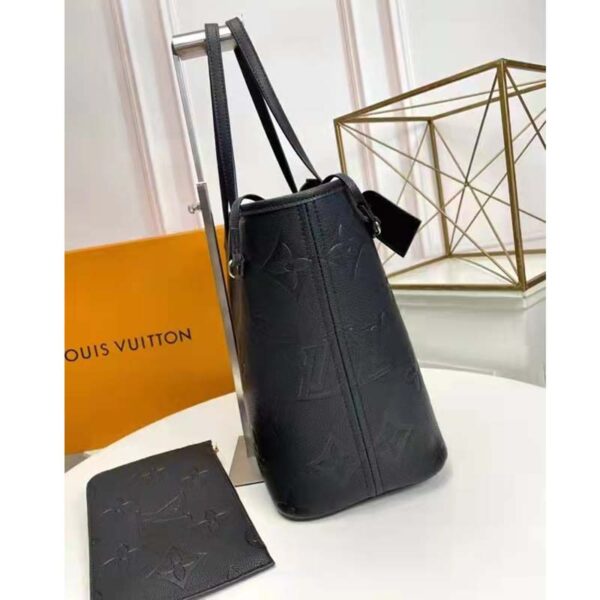 Louis Vuitton LV Women Neverfull MM Tote Black Embossed Cowhide Leather (6)