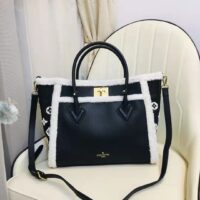 Louis Vuitton LV Women On My Side MM Handbag Black Shearling Grained Calf