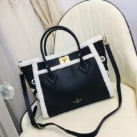 Louis Vuitton LV Women On My Side MM Handbag Black Shearling Grained Calf