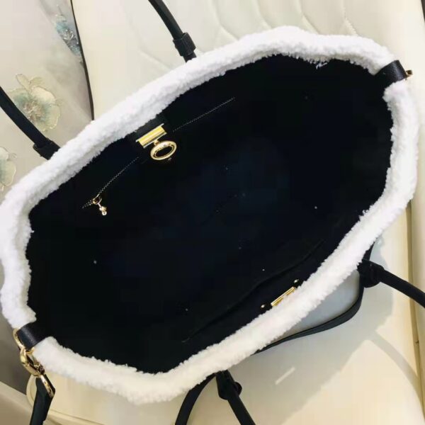 Louis Vuitton LV Women On My Side MM Handbag Black Shearling Grained Calf