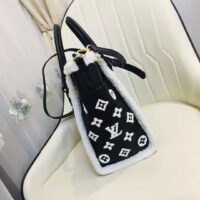 Louis Vuitton LV Women On My Side MM Handbag Black Shearling Grained Calf