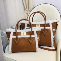 Louis Vuitton LV Women On My Side PM Handbag Caramel Shearling Grained Calf