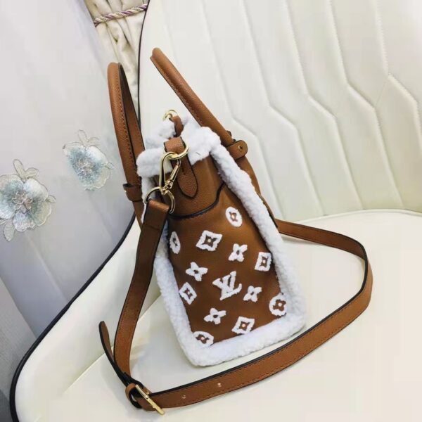 Louis Vuitton LV Women On My Side PM Handbag Caramel Shearling Grained Calf (6)