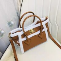 Louis Vuitton LV Women On My Side PM Handbag Caramel Shearling Grained Calf