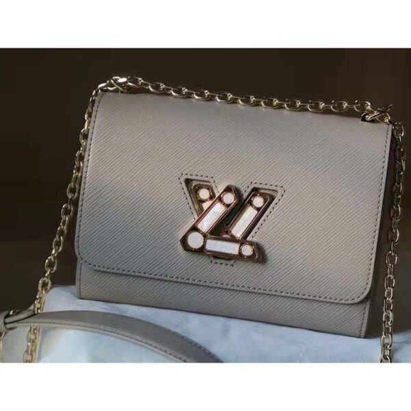 Louis Vuitton LV Women Twist MM Handback Gris Cloudy Epi Cowhide Leather (4)