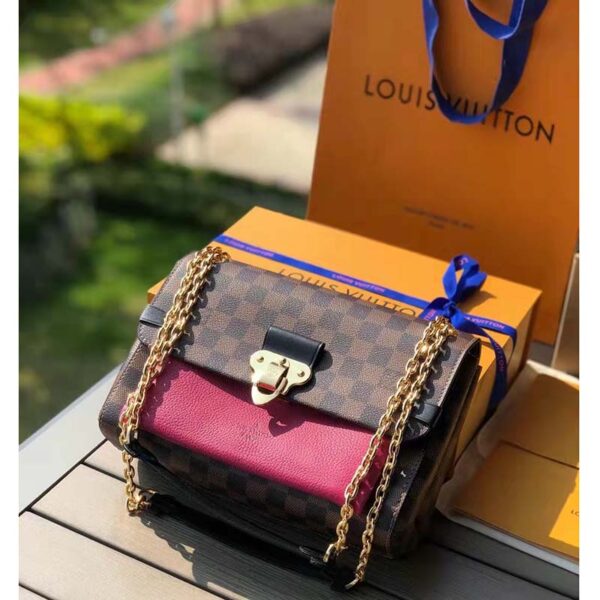 Louis Vuitton LV Women Vavin Chain Wallet in Damier Ebene Coated Canvas-Brown (2)
