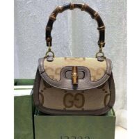 Gucci Women Small Jumbo GG Bag Bamboo Camel GG Canvas Brown Leather (1)