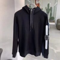 Gucci Men Logo Print Hooded Sweatshirt Black Heavy Felted Organic Cotton Jersey (2)