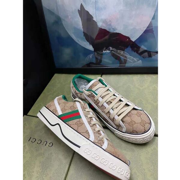 Gucci Unisex GG Gucci Tennis 1977 Sneaker Beige Ebony Original Canvas (2)