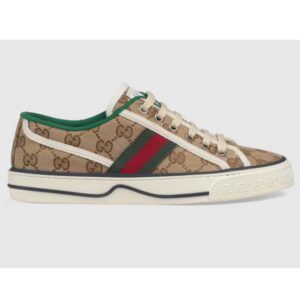 Gucci Unisex GG Gucci Tennis 1977 Sneaker Beige Ebony Original Canvas