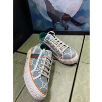 Gucci Unisex Gucci Tennis 1977 Sneaker Light Blue Ivory GG Stretch Cotton (4)