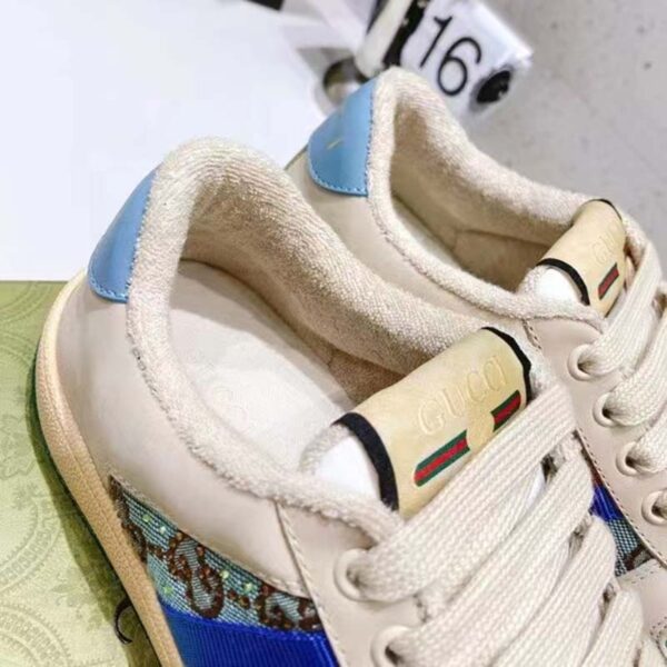 Gucci Unisex Screener Sneaker Crystals Brown Blue GG Canvas 3.6 cm Heel (17)