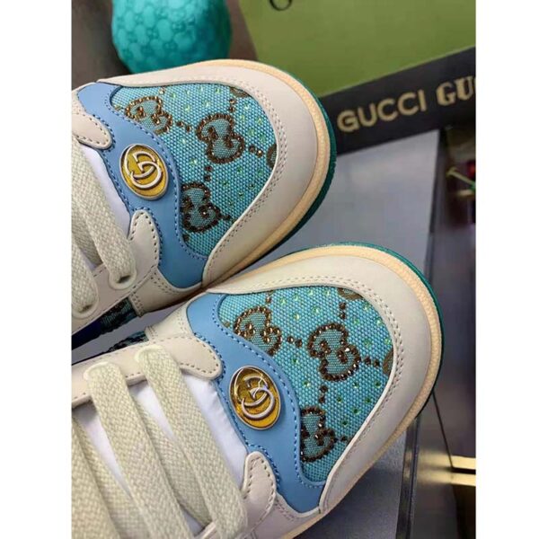 Gucci Unisex Screener Sneaker Crystals Brown Blue GG Canvas 3.6 cm Heel (2)