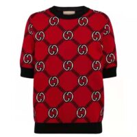 Gucci Women GG Reversible Interlocking G Wool Sweater Crewneck Short Sleeves (6)