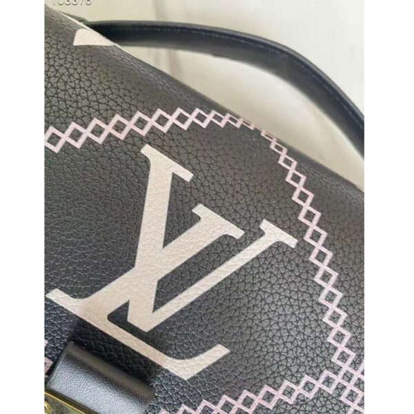 Louis Vuitton LV Unisex Pochette Metis Bag Black Embroidered Embossed Supple Grained Cowhide (4)