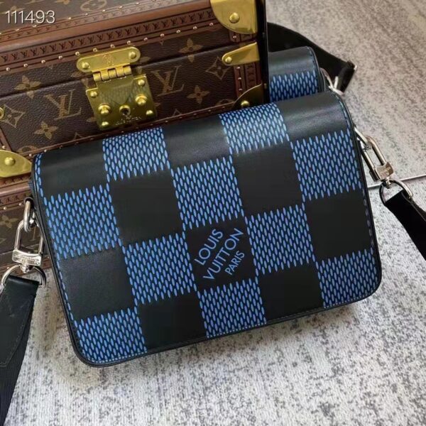 Louis Vuitton LV Unisex Studio Messenger Blue 3D Damier Infini Cowhide Leather (2)