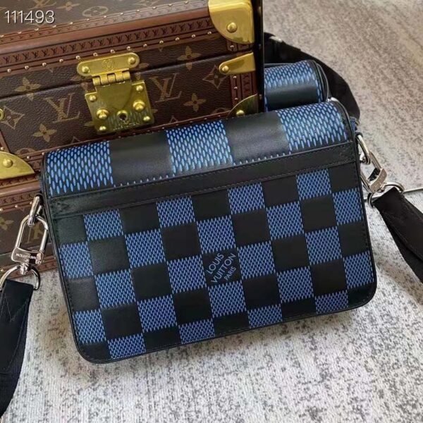 Louis Vuitton LV Unisex Studio Messenger Blue 3D Damier Infini Cowhide Leather (4)