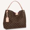 Louis Vuitton LV Women Graceful MM Hobo Classic Beige Monogram Coated Canvas