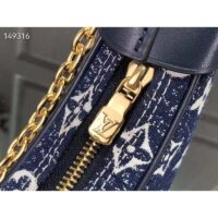 Louis Vuitton LV Women Half-Moon Loop Baguette Handbag Navy Blue Denim Jacquard (1)