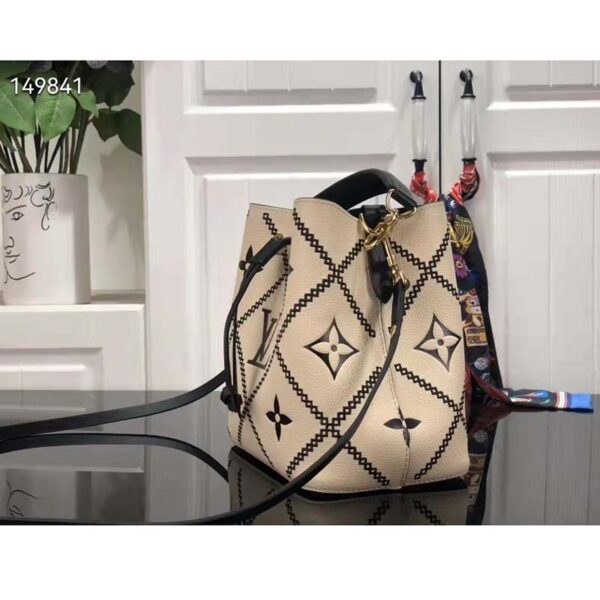 Louis Vuitton LV Women NéoNoé MM Bucket Bag Beige Embroidered Embossed Grained Cowhide (2)