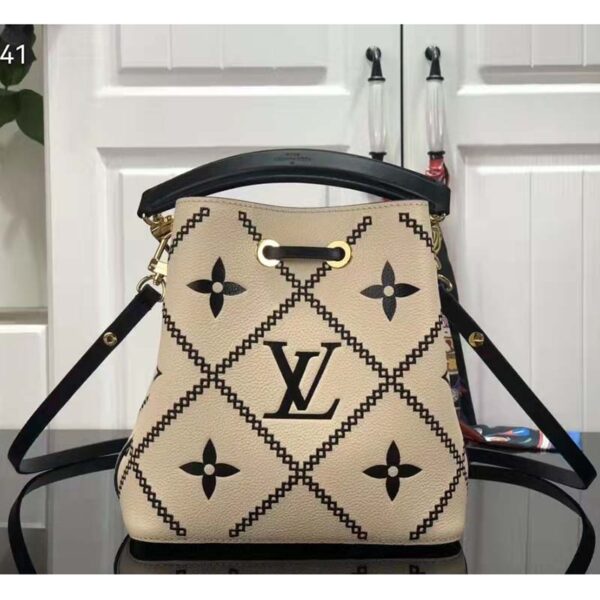 Louis Vuitton LV Women NéoNoé MM Bucket Bag Beige Embroidered Embossed Grained Cowhide (3)