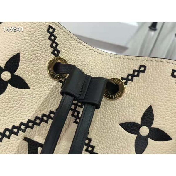 Louis Vuitton LV Women NéoNoé MM Bucket Bag Beige Embroidered Embossed Grained Cowhide (5)