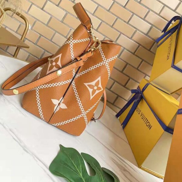 Louis Vuitton LV Women NéoNoé MM Bucket Bag Orange Embroidered Embossed Grained Cowhide (1)