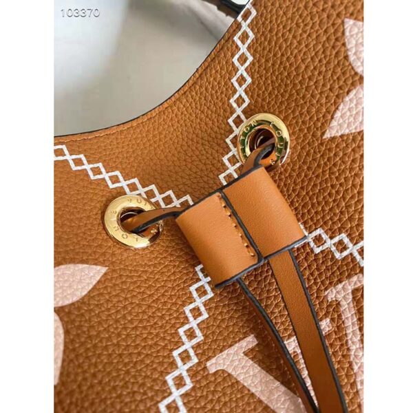 Louis Vuitton LV Women NéoNoé MM Bucket Bag Orange Embroidered Embossed Grained Cowhide (9)