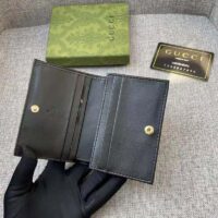 Gucci Unisex Card Case Wallet Black GG Leather Double G (6)