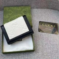 Gucci Unisex Card Case Wallet White Black GG Leather Double G (6)