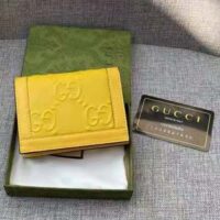 Gucci Unisex Card Case Wallet Yellow GG Leather Double G (1)