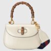 Gucci Women Gucci Bamboo 1947 Small Top Handle Bag White Leather Bamboo Hardware