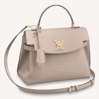 Louis Vuitton LV Unisex Lockme Ever MM Handbag Beige Soft Grained Calfskin (7)