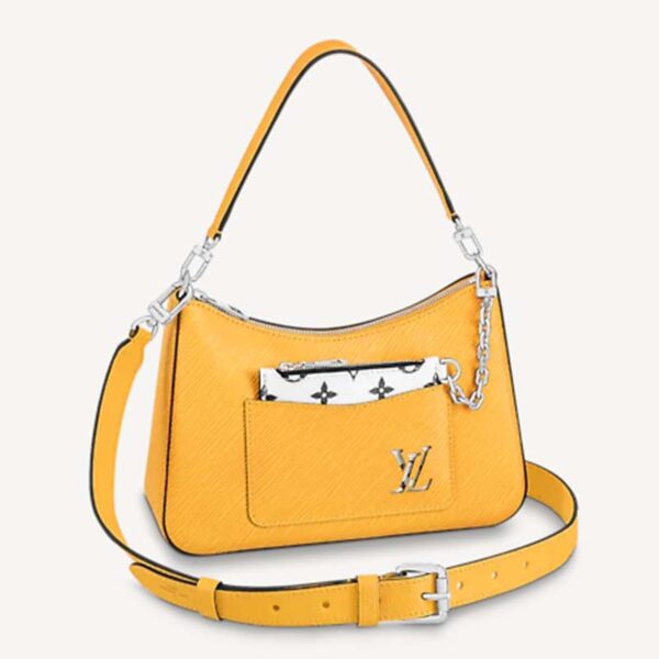 Louis Vuitton LV Unisex Marelle Handbag Yellow Epi Grained Cowhide Leather Canvas (12)