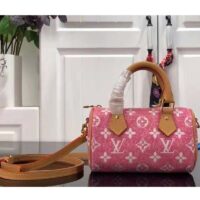 Louis Vuitton LV Unisex Nano Speedy Monogram Jacquard Denim Pink Cowhide Leather (2)