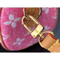 Louis Vuitton LV Unisex Nano Speedy Monogram Jacquard Denim Pink Cowhide Leather (2)