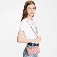 Louis Vuitton LV Unisex Nano Speedy Monogram Jacquard Denim Pink Cowhide Leather (2)