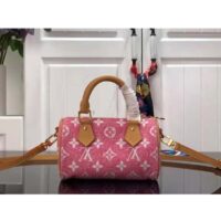 Louis Vuitton LV Unisex Nano Speedy Monogram Jacquard Denim Pink Cowhide Leather (2)