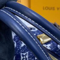 Louis Vuitton LV Unisex Speedy Bandoulière 25 Handbag Navy Blue Denim Jacquard Calfskin (11)