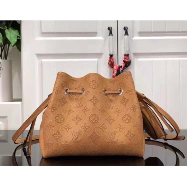 Louis Vuitton LV Women Bella Bucket Bag Mahina Arizona Brown Calfskin Calf Monogram (9)