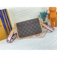 Louis Vuitton LV Women Diane satchel Brown Monogram Coated Canvas Textile Lining (1)